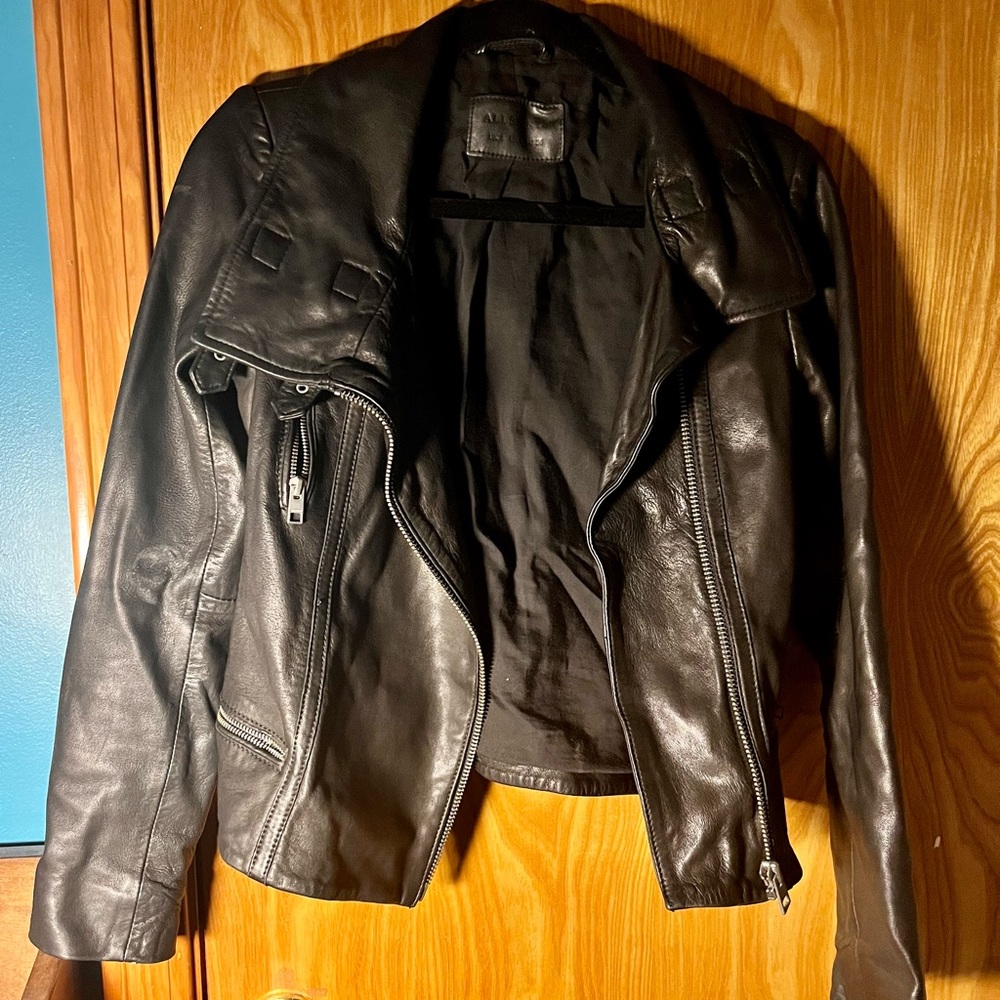 All Saints leather jacket, women’s, black, size 4.